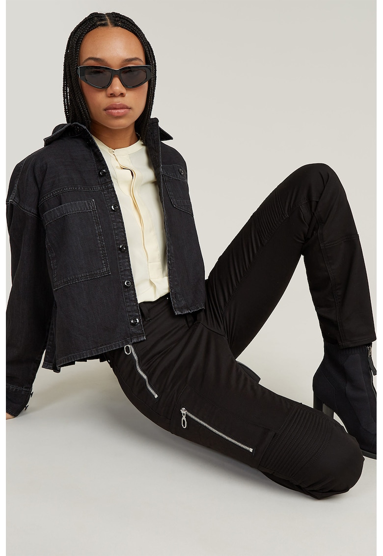 Blugi cambrati cu buzunare cu fermoar Blugi cambrati cu buzunare cu fermoar