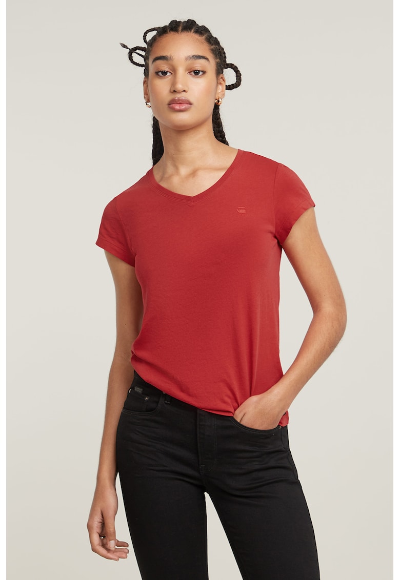 Tricou de bumbac organic cu decolteu in V Eyben