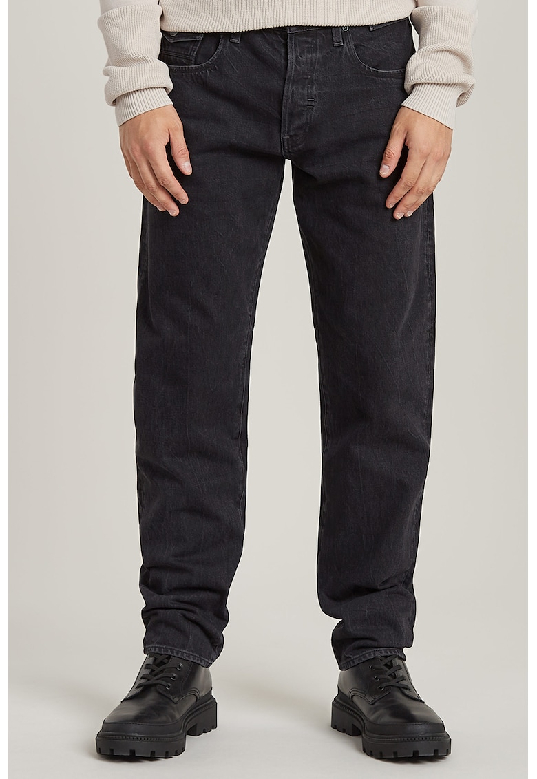 Blugi regular fit cu croiala conica Morry - Negru stins