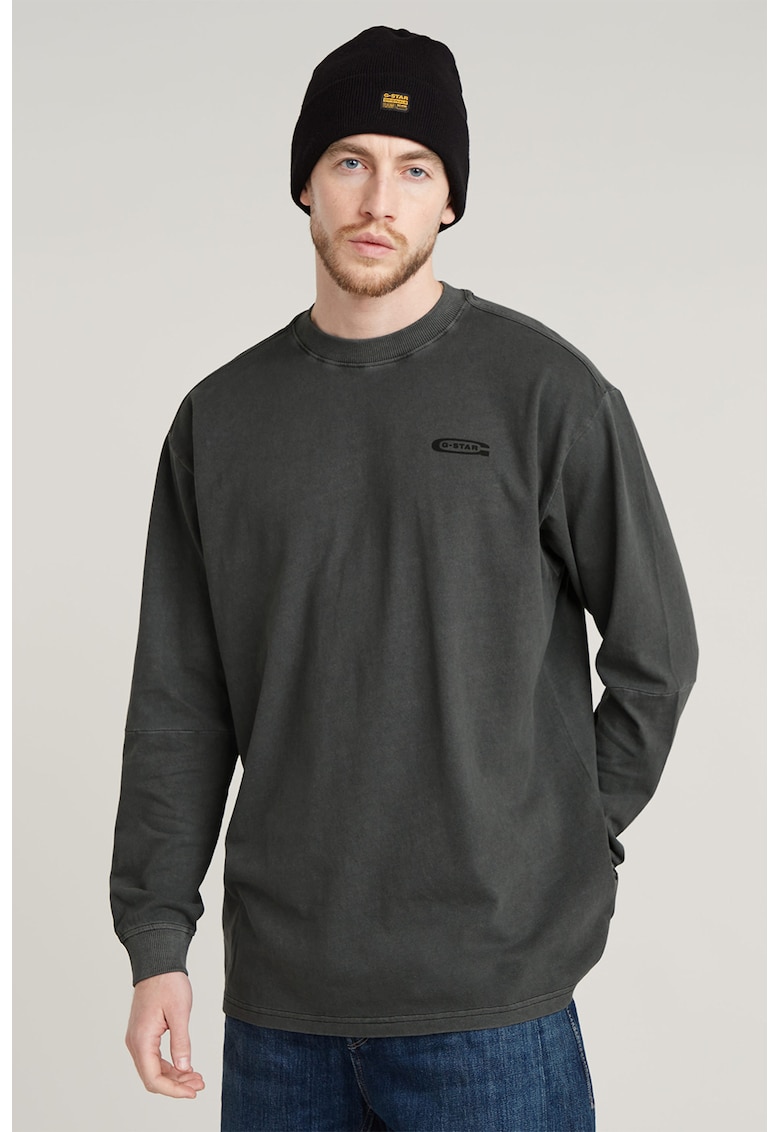 Bluza de bumbac organic cu decolteu la baza gatului