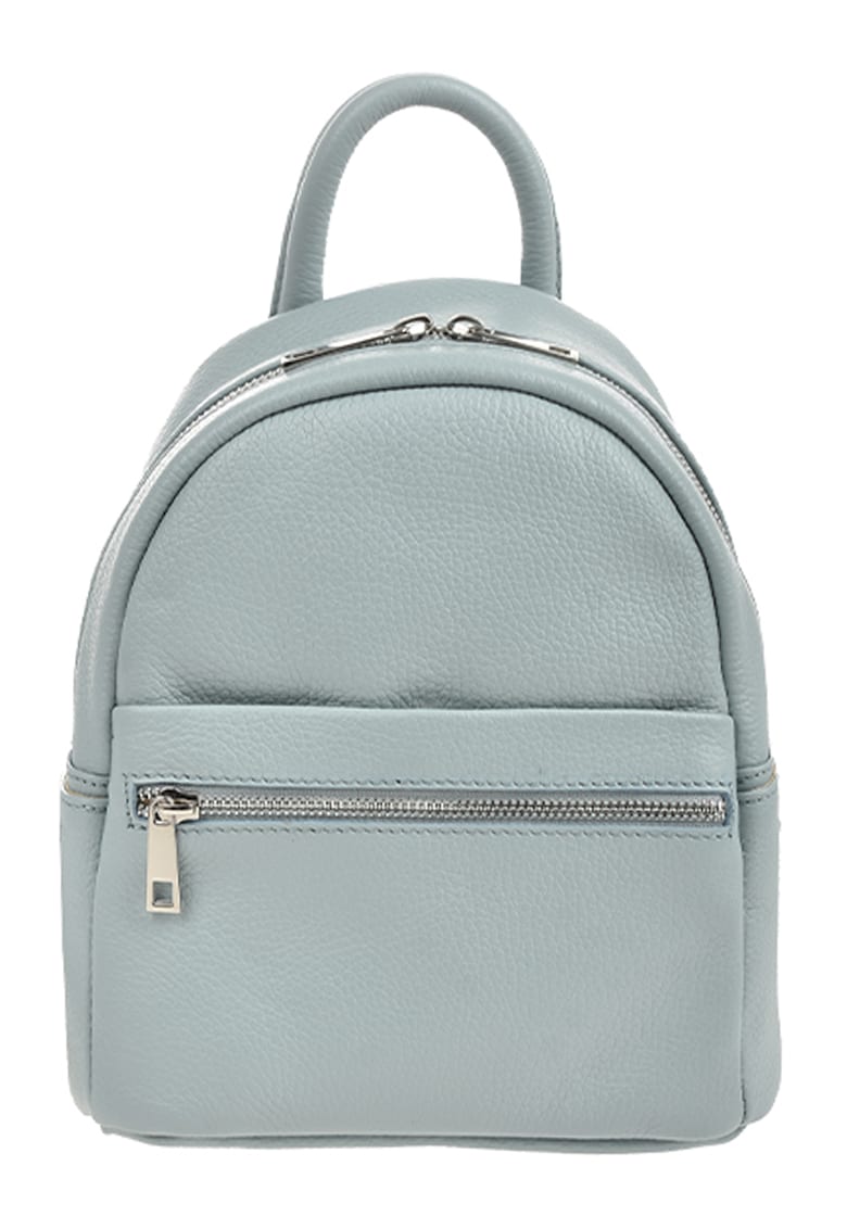 Rucsac de piele cu buzunar cu fermoar