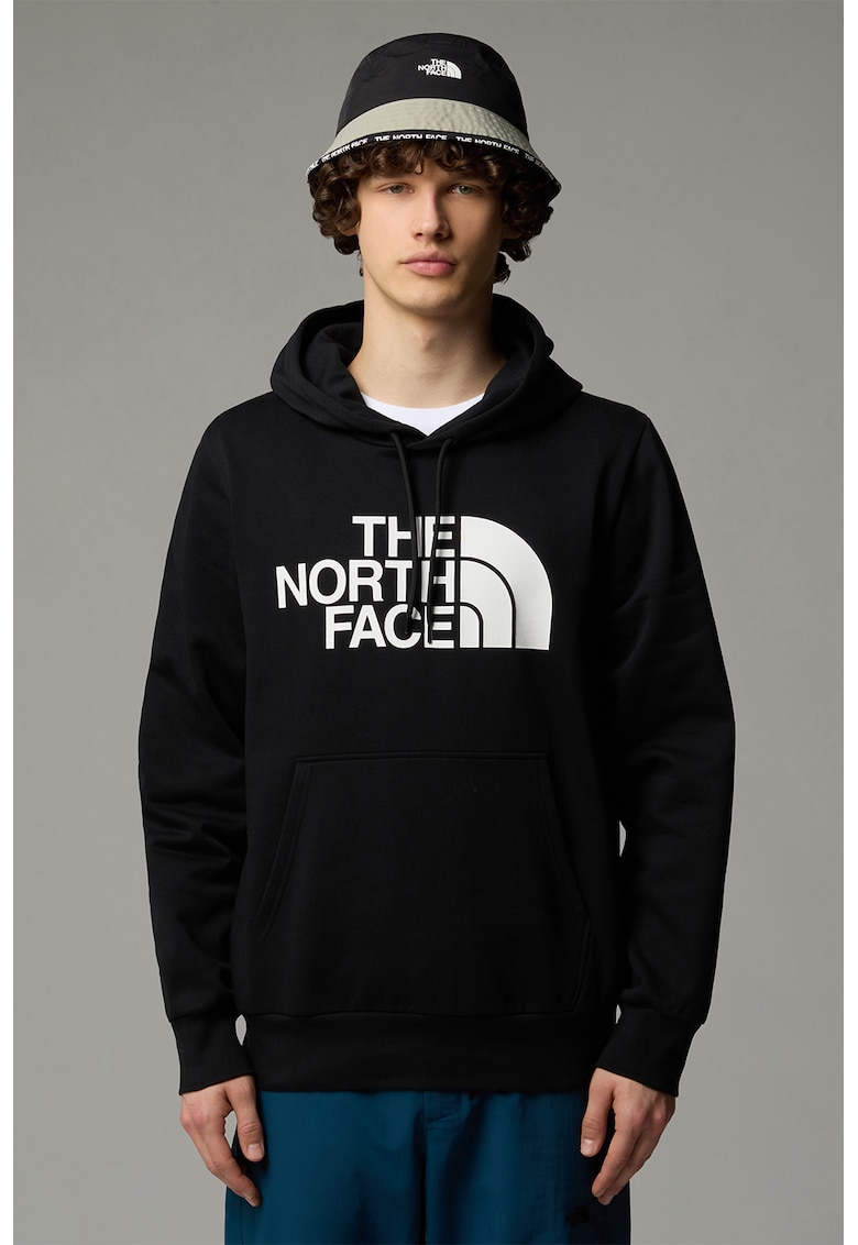 Hanorac din amestec de bumbac cu imprimeu logo - Negru