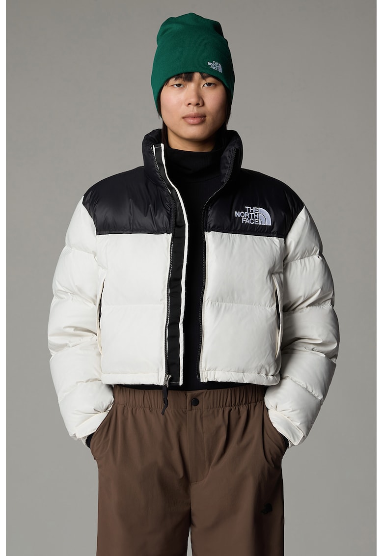 Geaca crop cu guler inalt