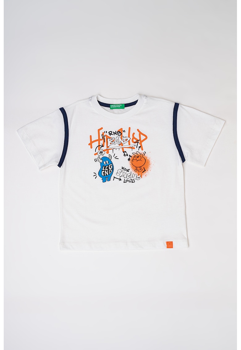 Tricou cu imprimeu grafic - Alb/Portocaliu