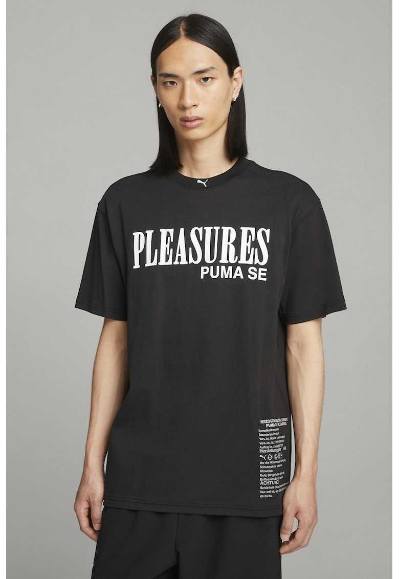 Tricou relaxed fit Pleasures Typo - Alb/Negru