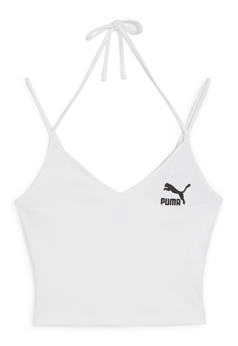 Top crop striat cu logo