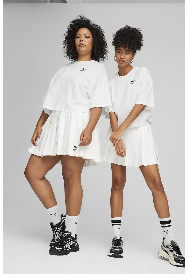 Tricou crop supradimensionat cu maneci cazute - Alb murdar