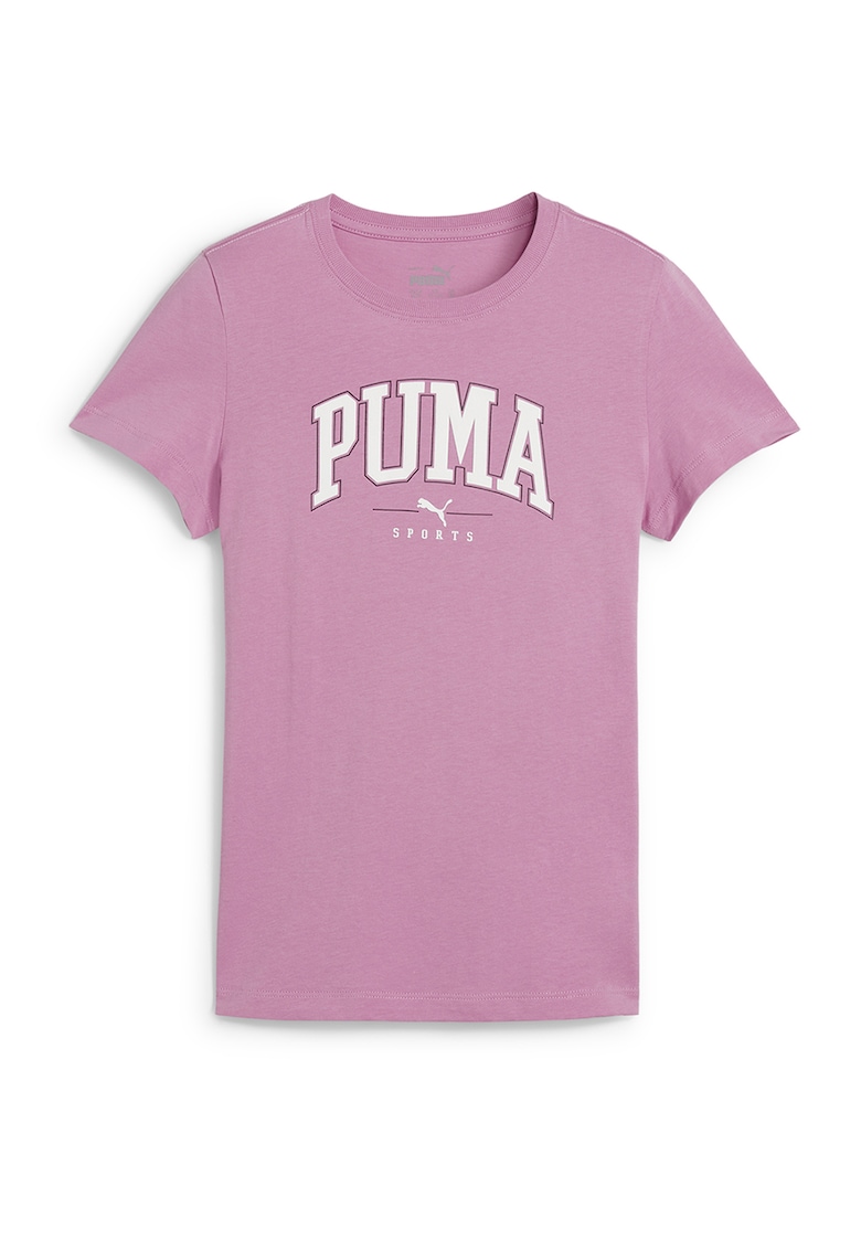 Tricou din bumbac cu logo si decolteu la baza gatului Squad