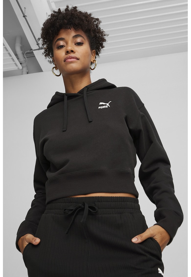 Hanorac crop cu maneci cazute