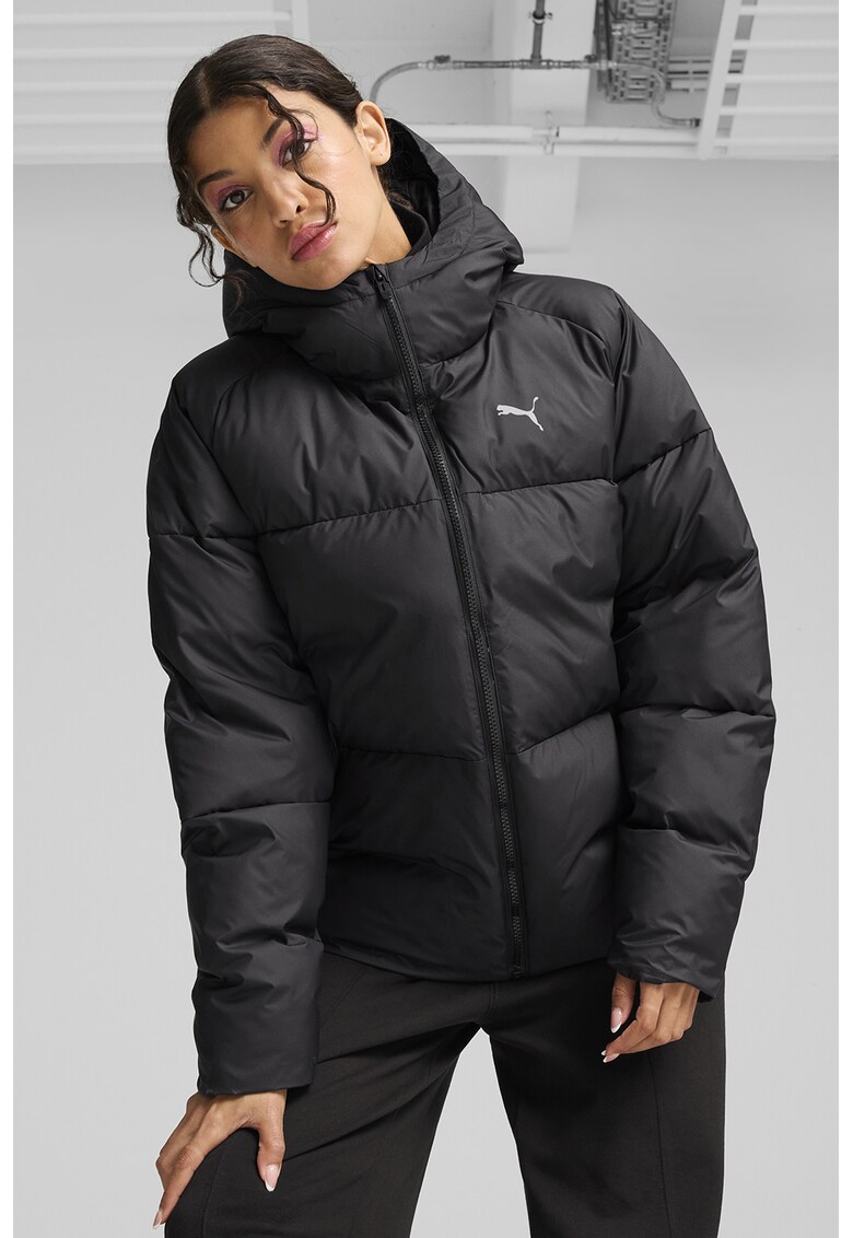 Geaca pufoasa cu gluga Poly - Negru