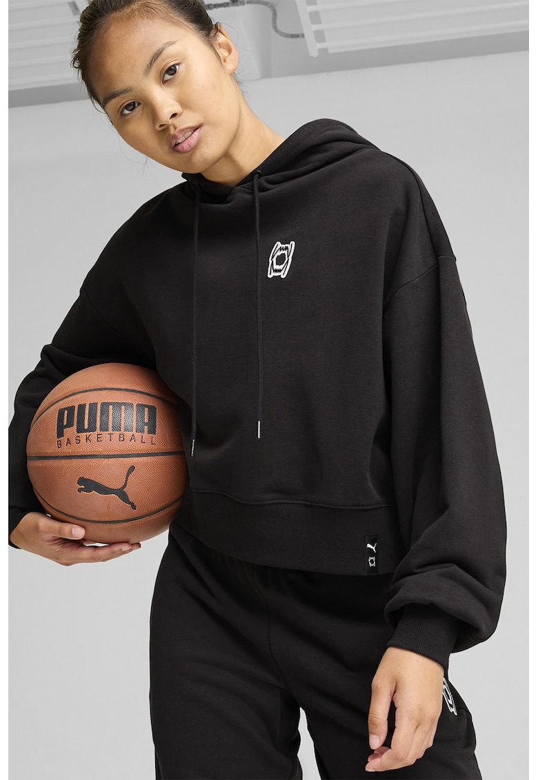 Hanorac crop cu logo pentru baschet Pivot