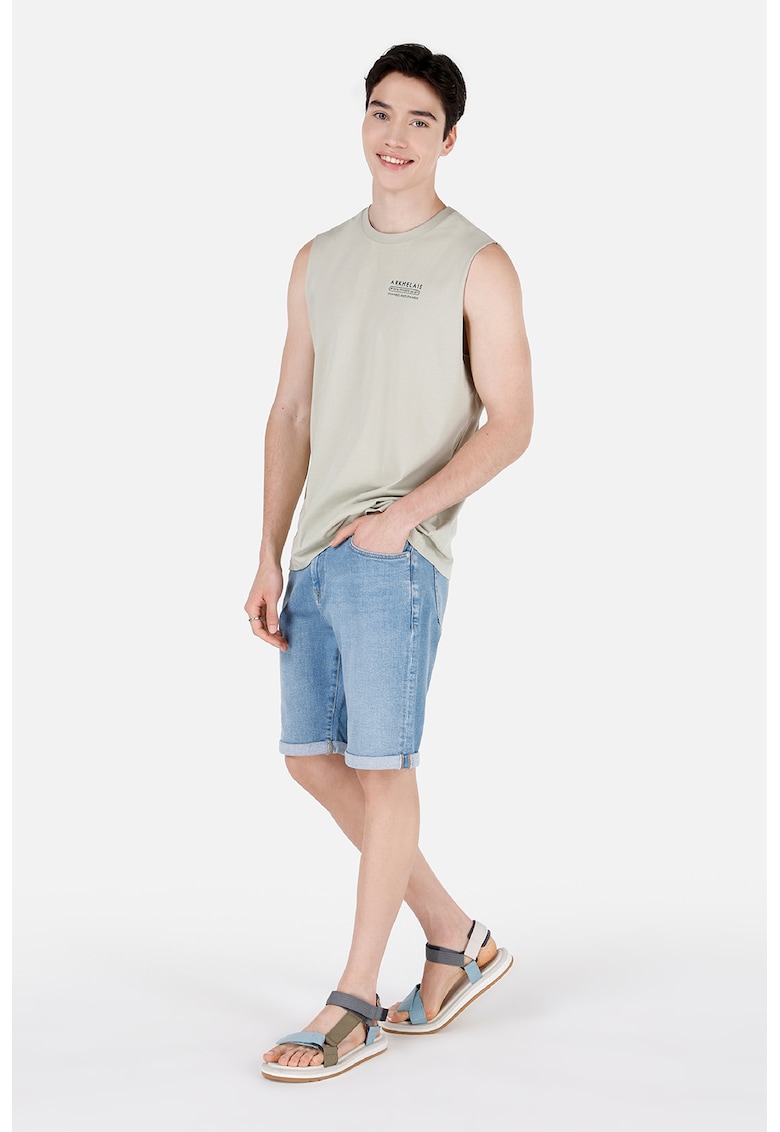 Top de bumbac cu imprimeu pe piept Top de bumbac cu imprimeu pe piept