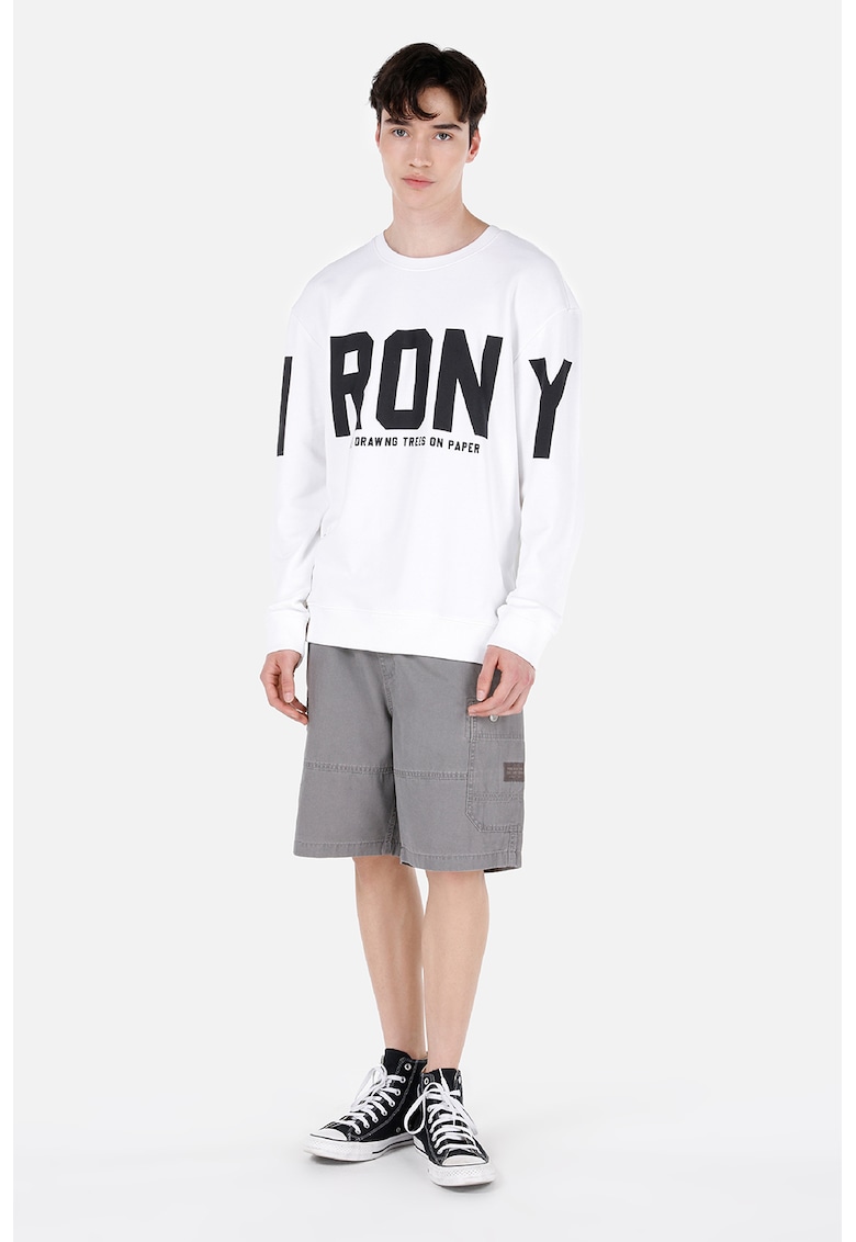 Pantaloni scurti de bumbac cu talie medie si buzunare multiple