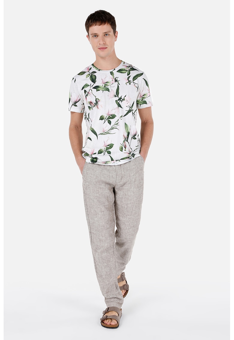 Tricou cu decolteu la baza gatului si imprimeu floral