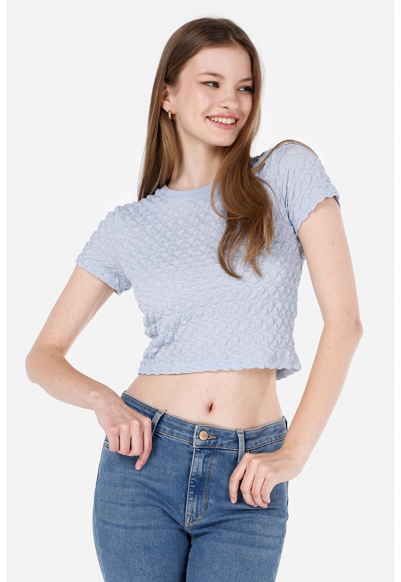 Tricou crop texturat Popcorn