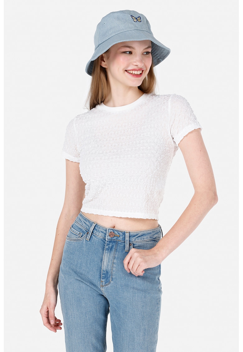 Tricou crop texturat Popcorn