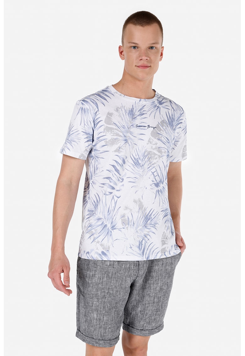 Tricou din bumbac cu model tropical