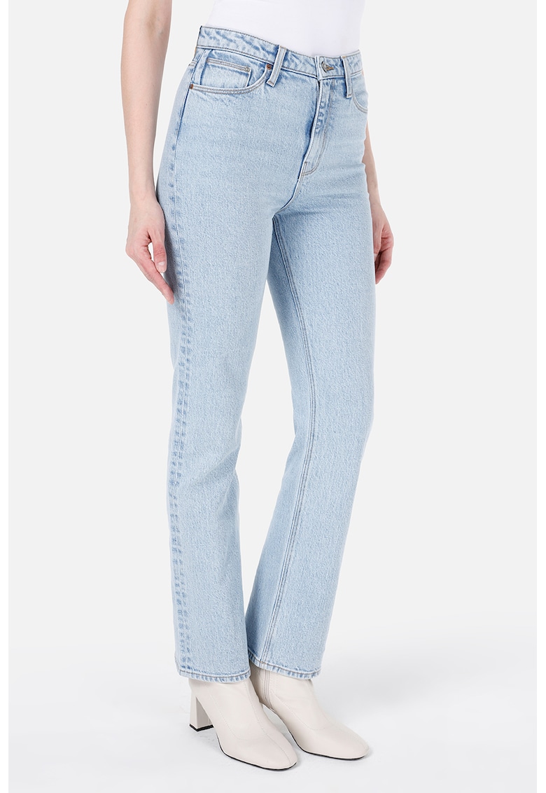 Blugi cu talie inalta si aspect decolorat