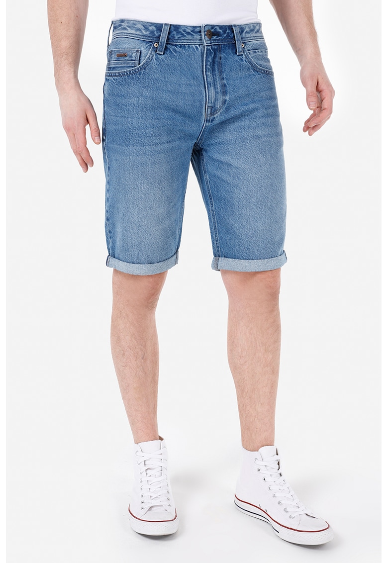 Bermude din denim cu aspect decolorat David