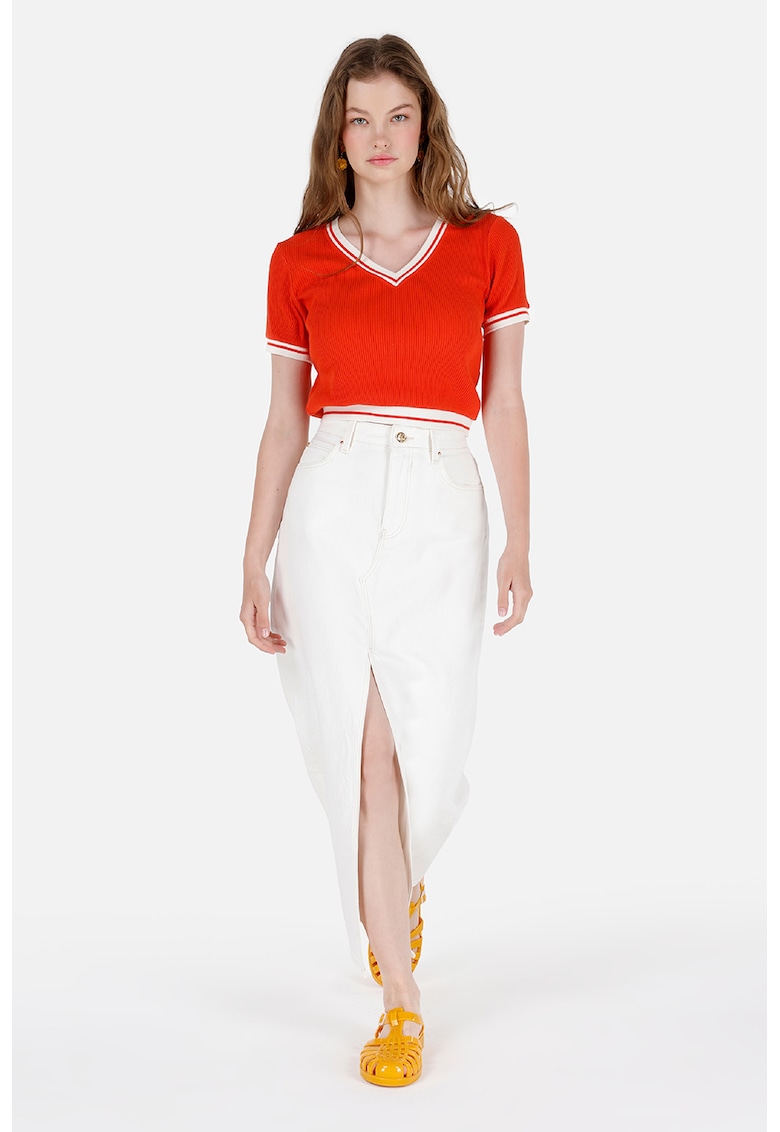 Fusta din denim cu slit frontal