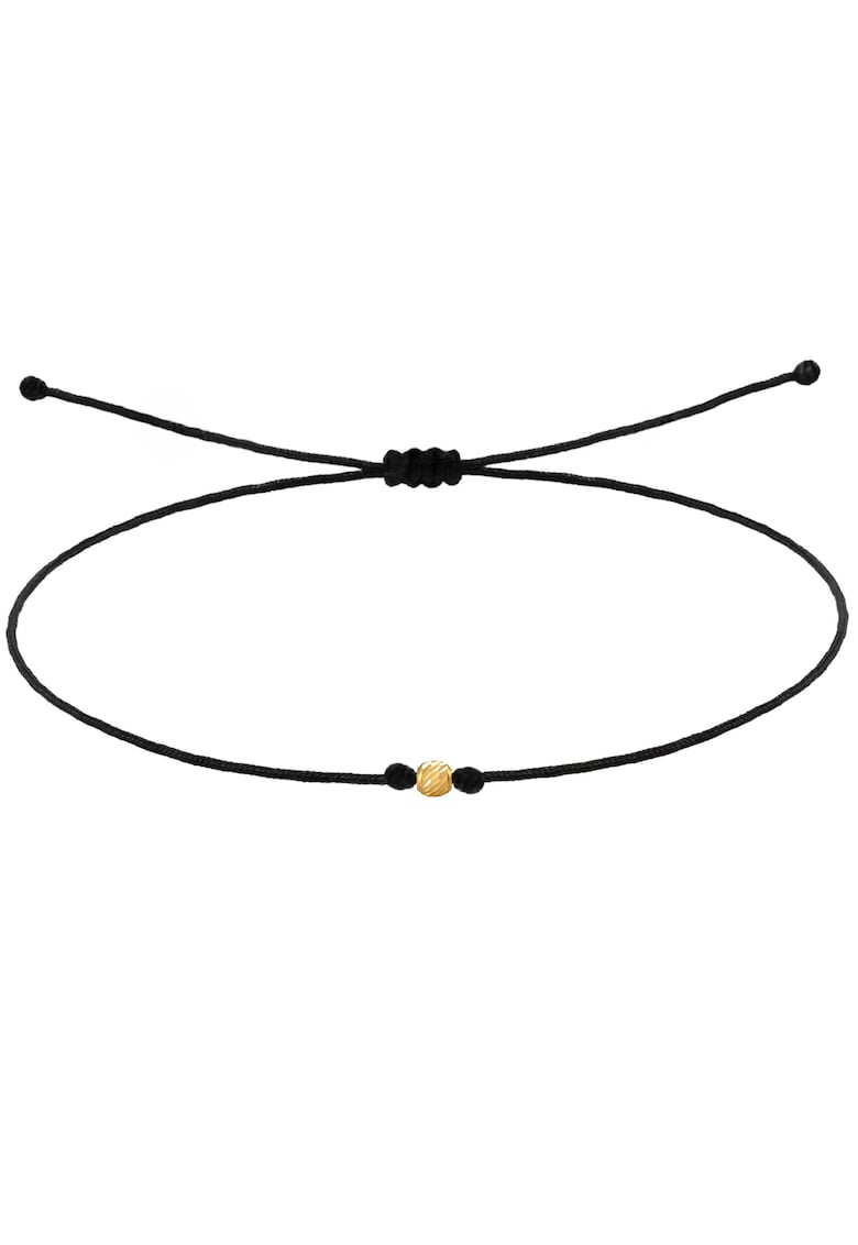 Bratara pentru Picior cu biluta din AUR 14K - snur negru reglabil