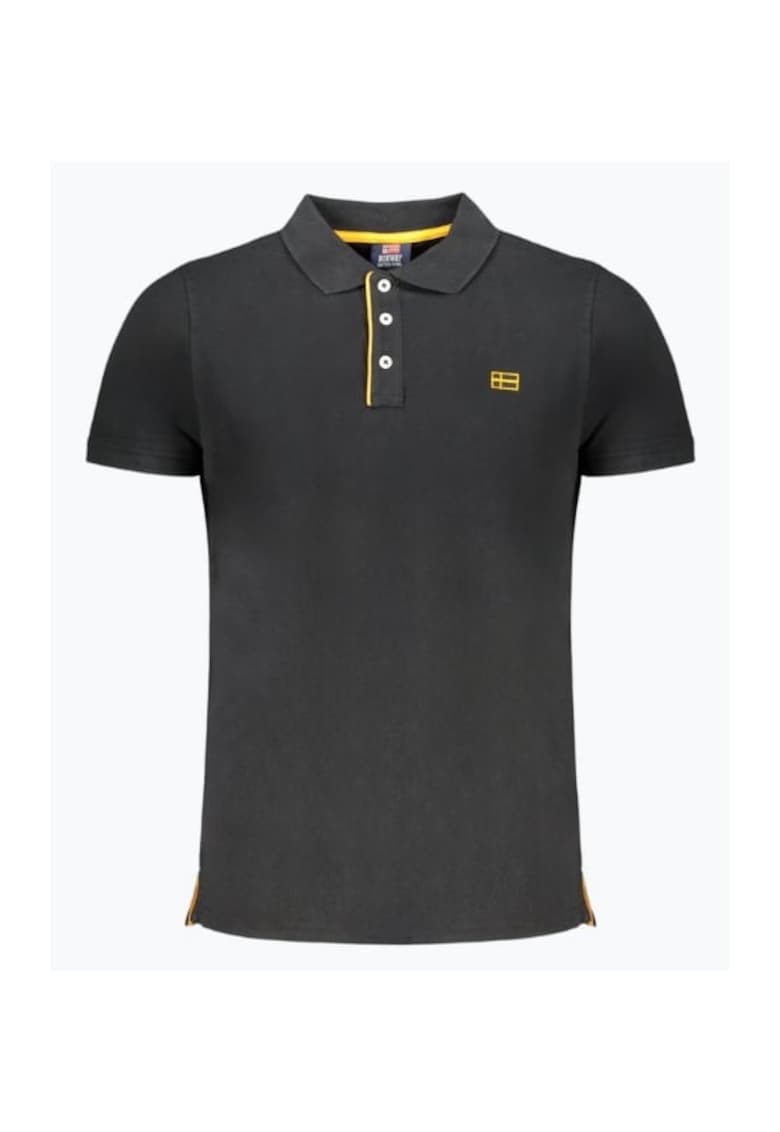 Tricou polo barbati din bumbac cu detalii contraste - Negru