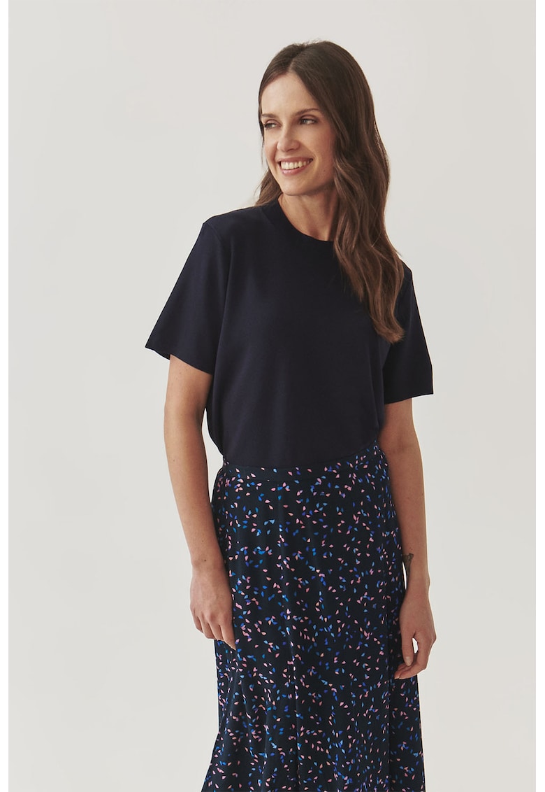 Bluza tricotata fin cu maneci scurte - Negru stins