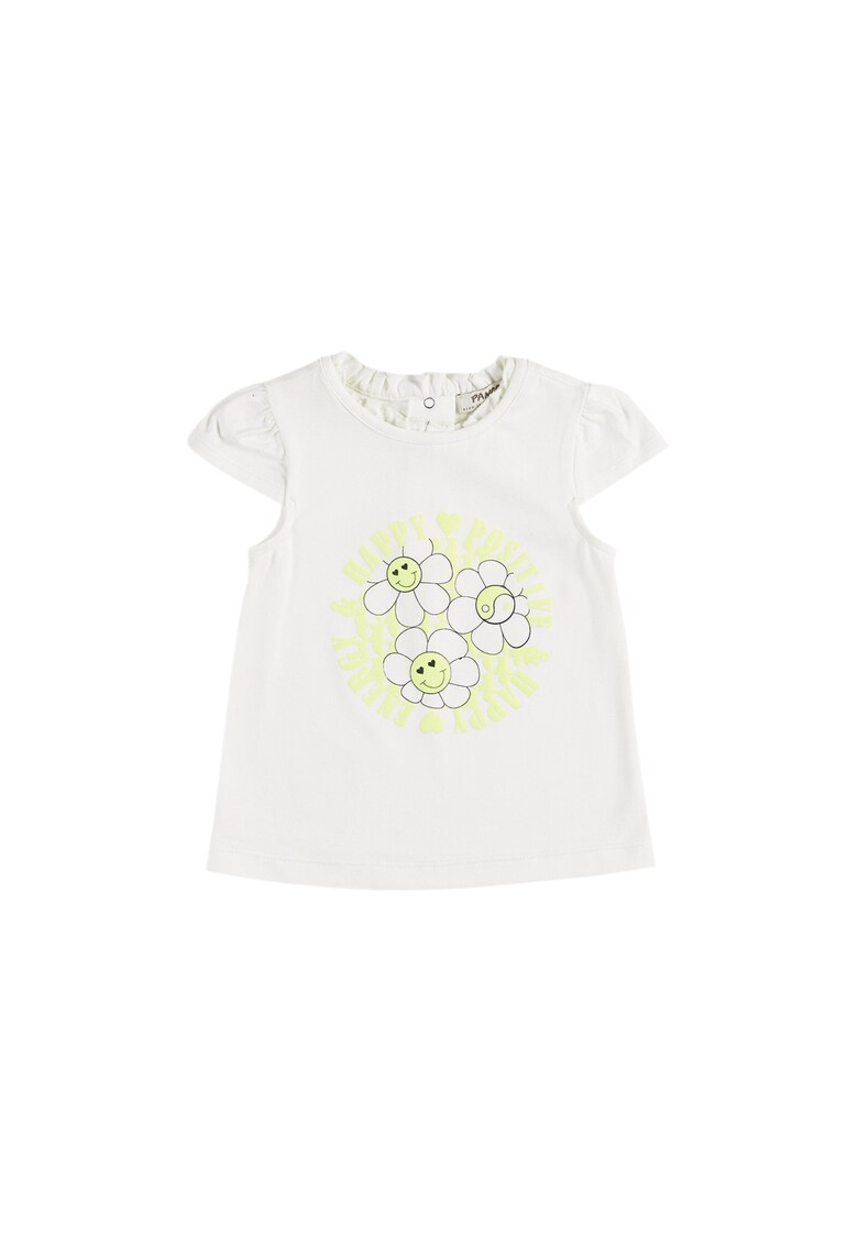 Tricou cu imprimeu floricele - Elena - Ecru - pentru fetite - Ecru