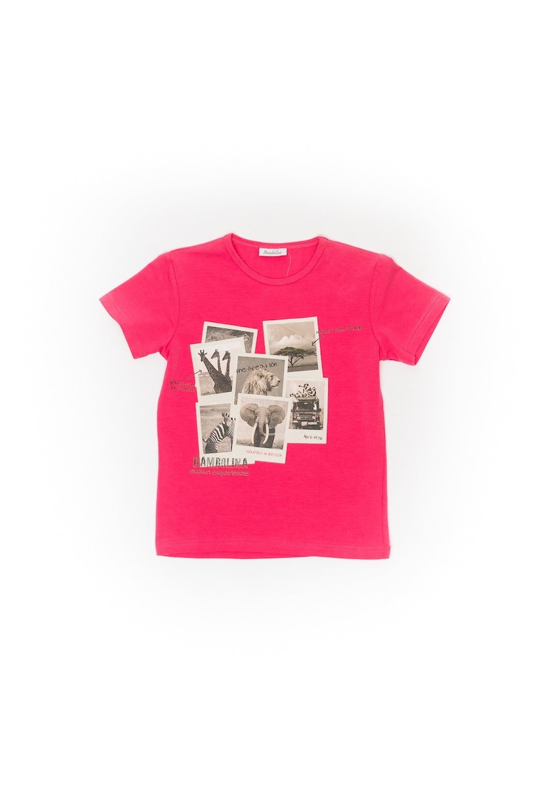 Tricou fetite -  din bumbac - 35420-2 - Fucsia -