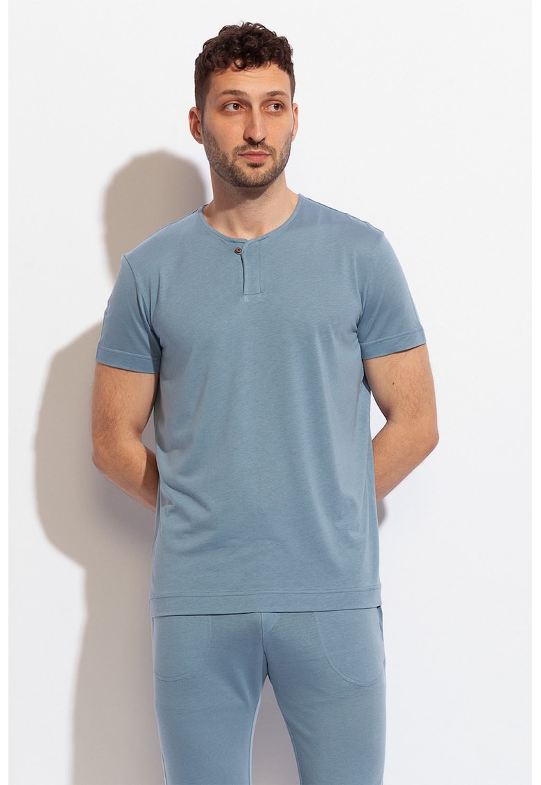 Tricou de casa din amestec de eucalipt cu decolteu la baza gatului Breeze