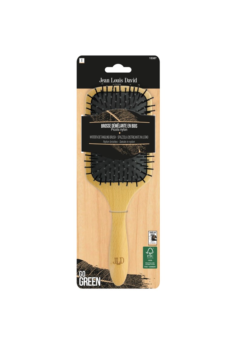 Perie din lemn pentru par dreptunghiulara Jean Louis David - 1 bucata