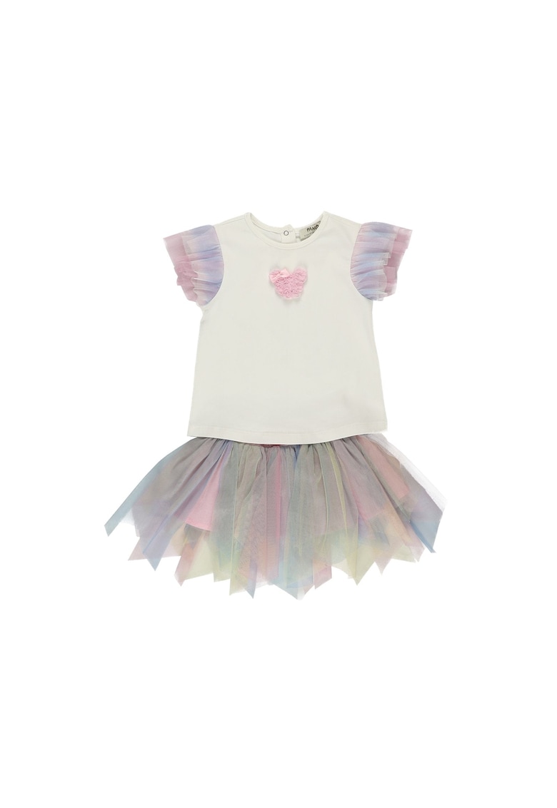 Set 2 piese: tricou si fusta tutu  - Rainbow - Multicolor - pentru fetite