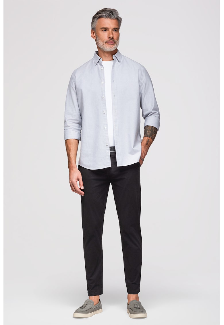 Pantaloni cu croiala conica si buzunare laterale - Negru