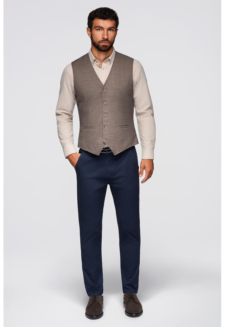 Pantaloni cu croiala conica si buzunare laterale - Bleumarin