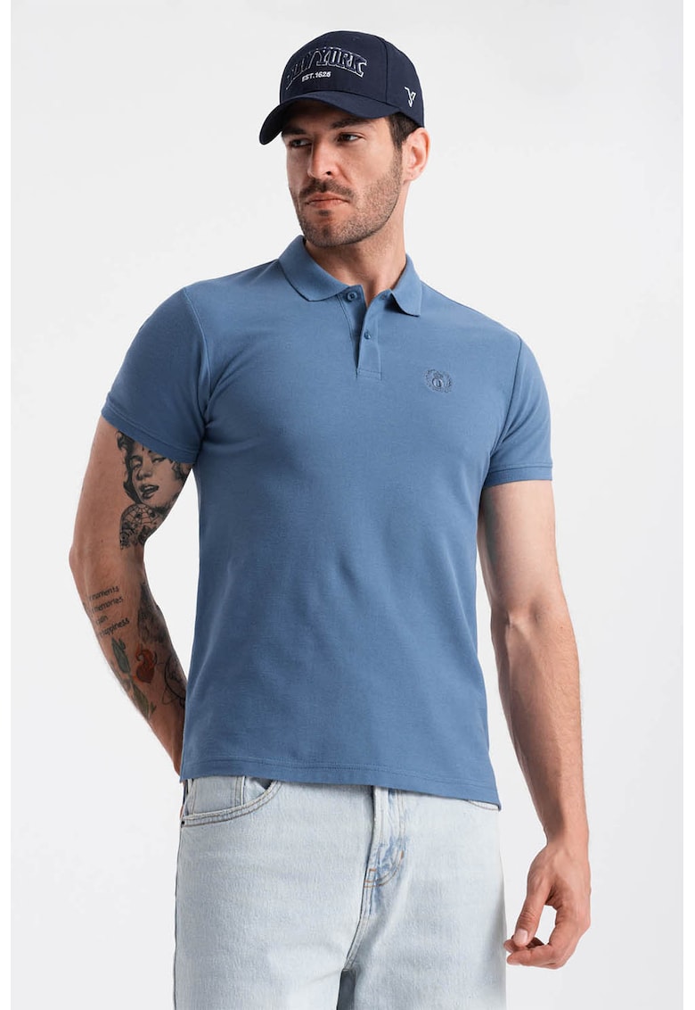Tricou polo cu model uni - Albastru prafuit