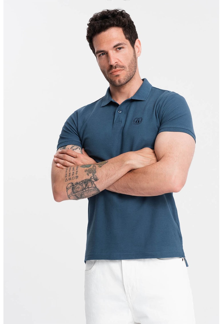 Tricou polo cu model uni - Albastru inchis