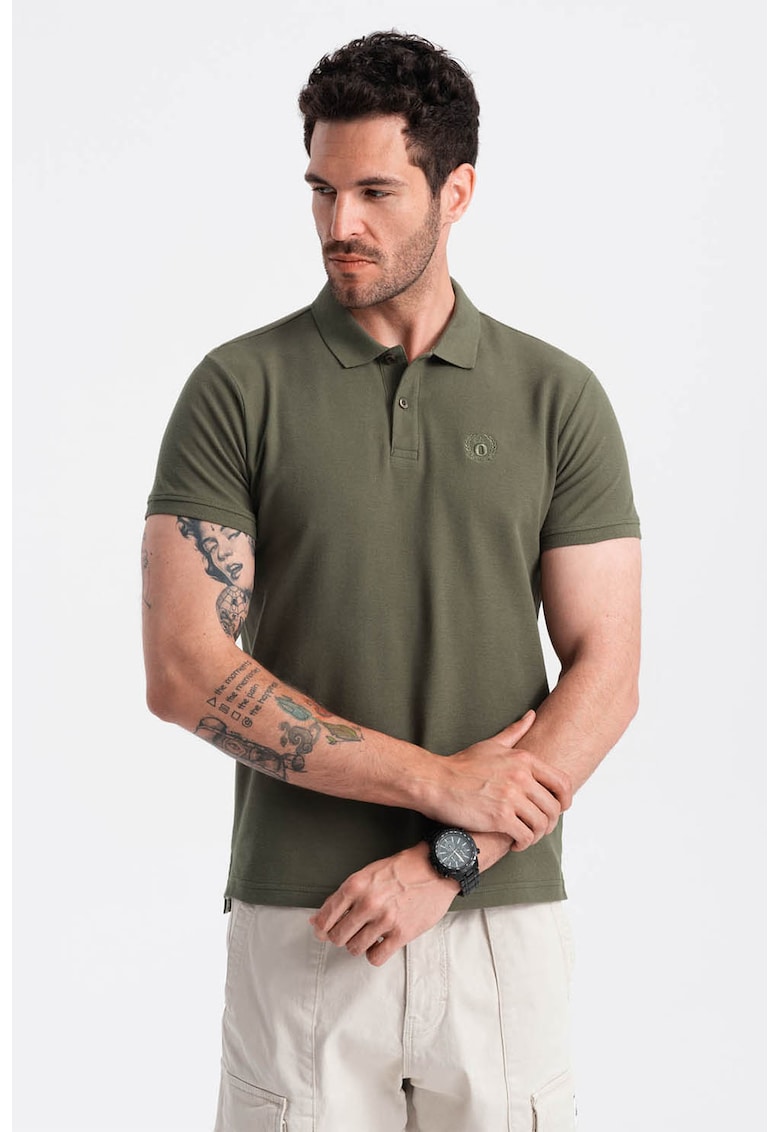 Tricou polo cu model uni - Verde inchis