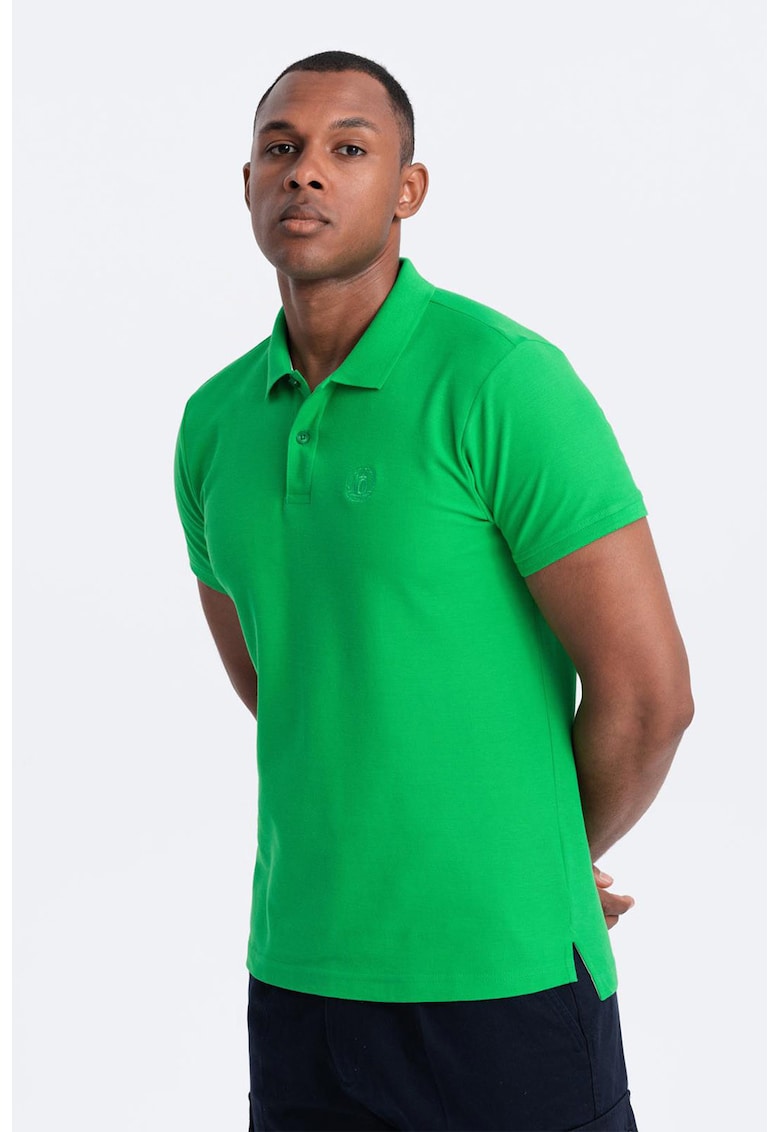 Tricou polo cu model uni - Verde neon