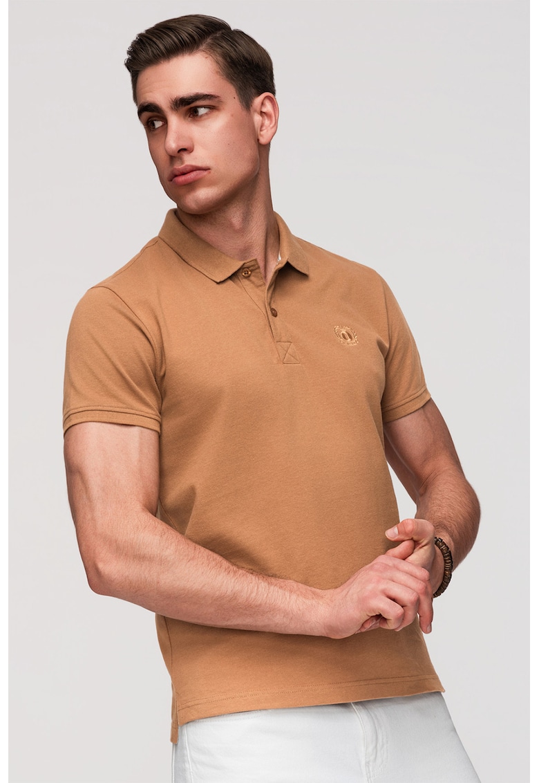 Tricou polo cu model uni - Caramel