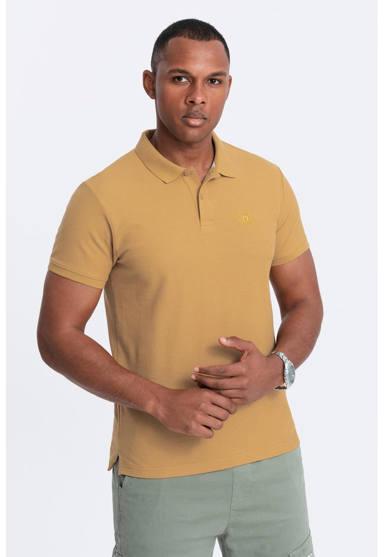 Tricou polo cu model uni - Galben mustar