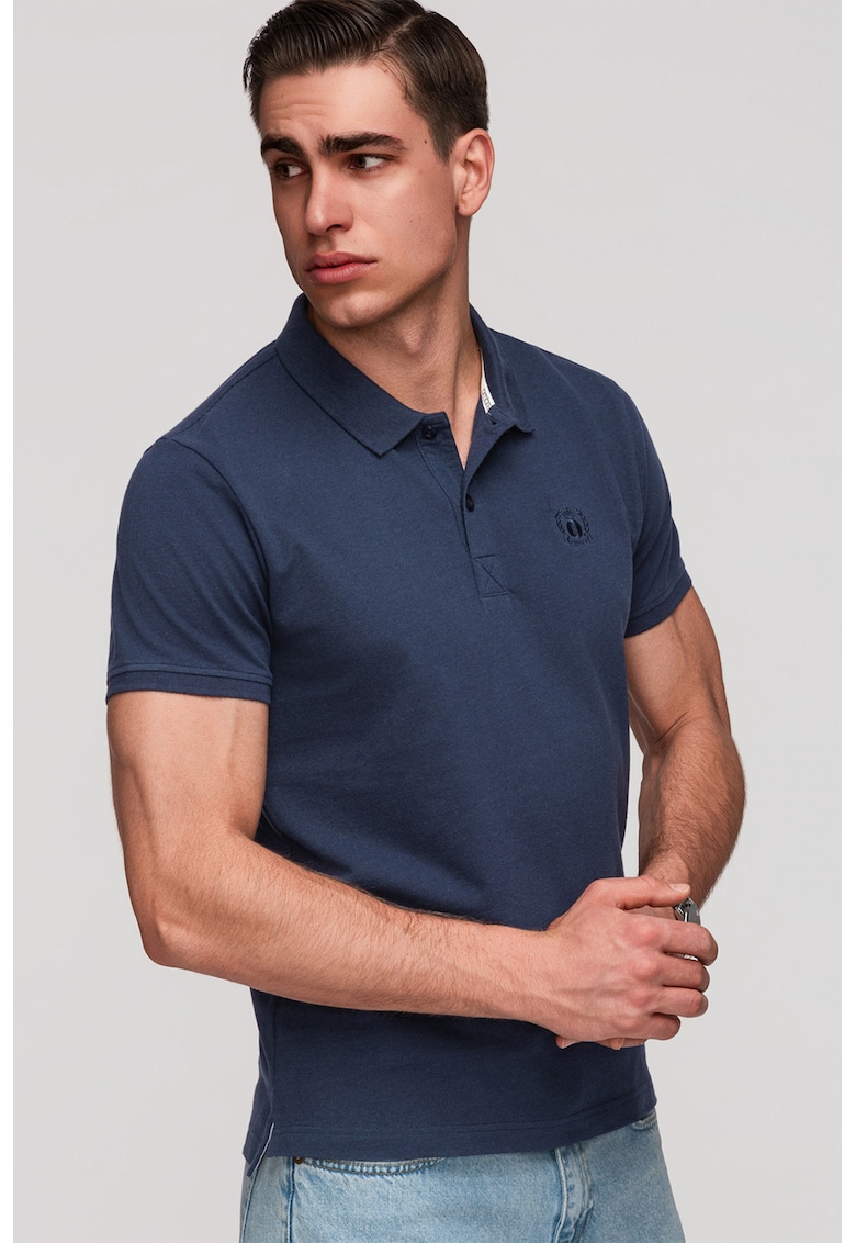 Ombre Tricou polo cu model uni - Bleumarin