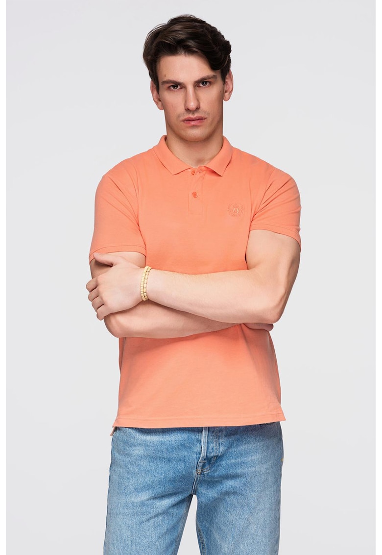 Ombre Tricou polo cu model uni - Roz somon