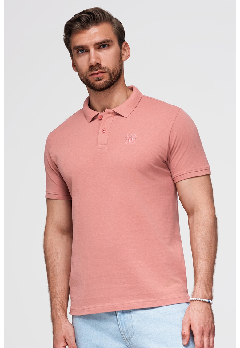Ombre Tricou polo cu model uni - Roz