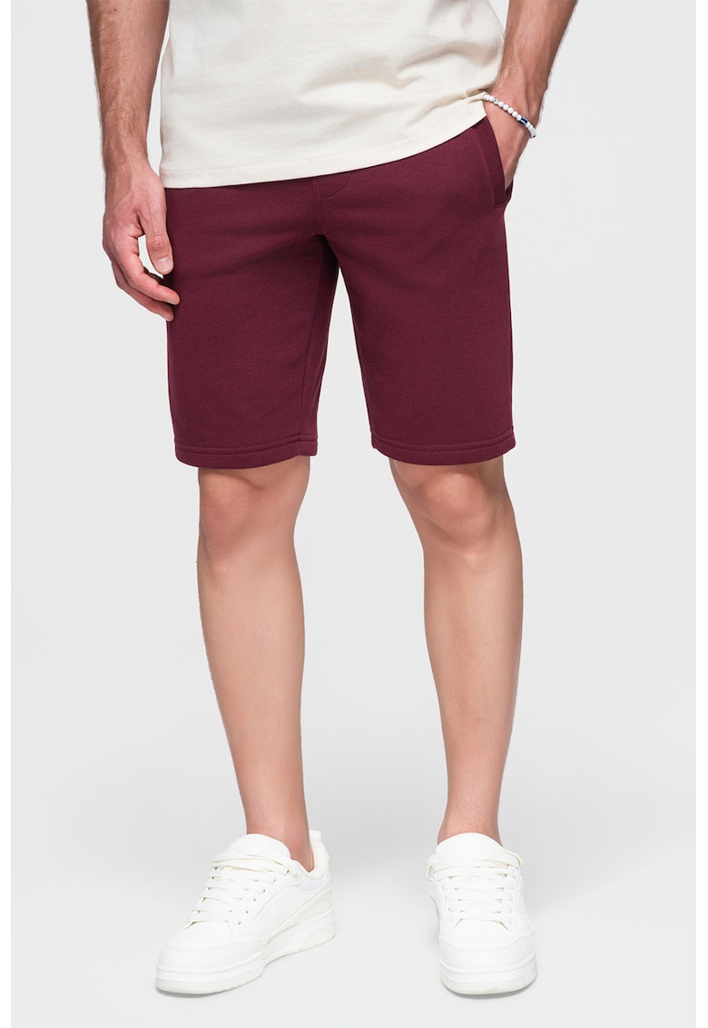 Ombre Pantaloni scurti de bumbac cu talie ajustabila - Visiniu