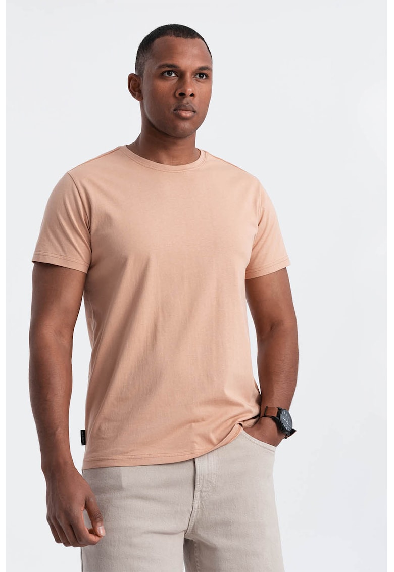 Tricou uni cu decolteu la baza gatului - Bej