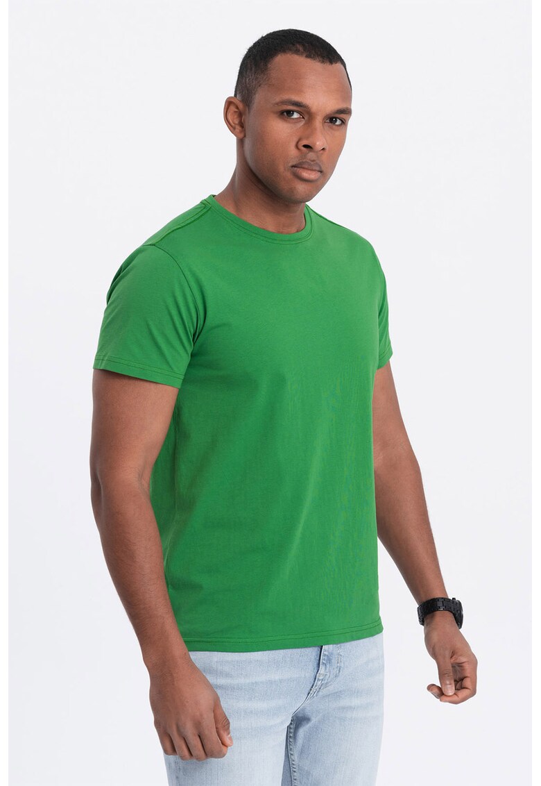 Tricou uni cu decolteu la baza gatului - Verde