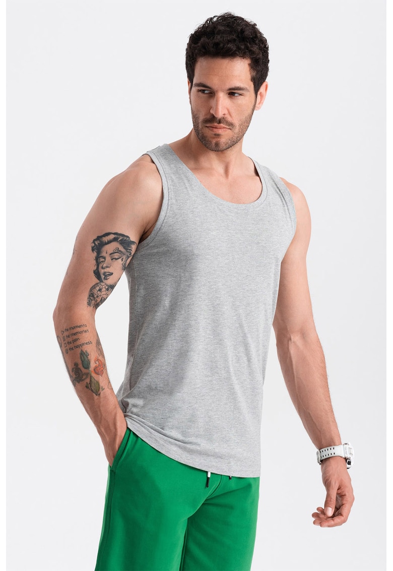 Ombre Top din bumbac cu model uni - Gri melange