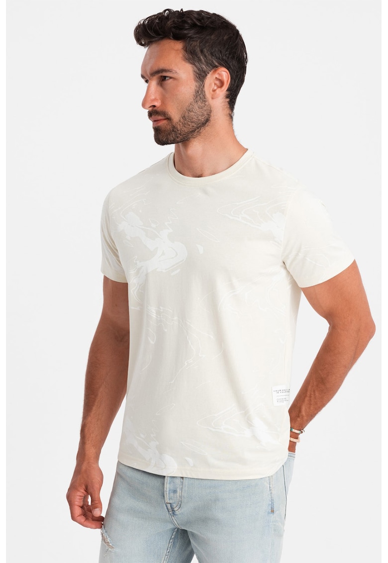 Tricou cu decolteu la baza gatului si model tie-dye