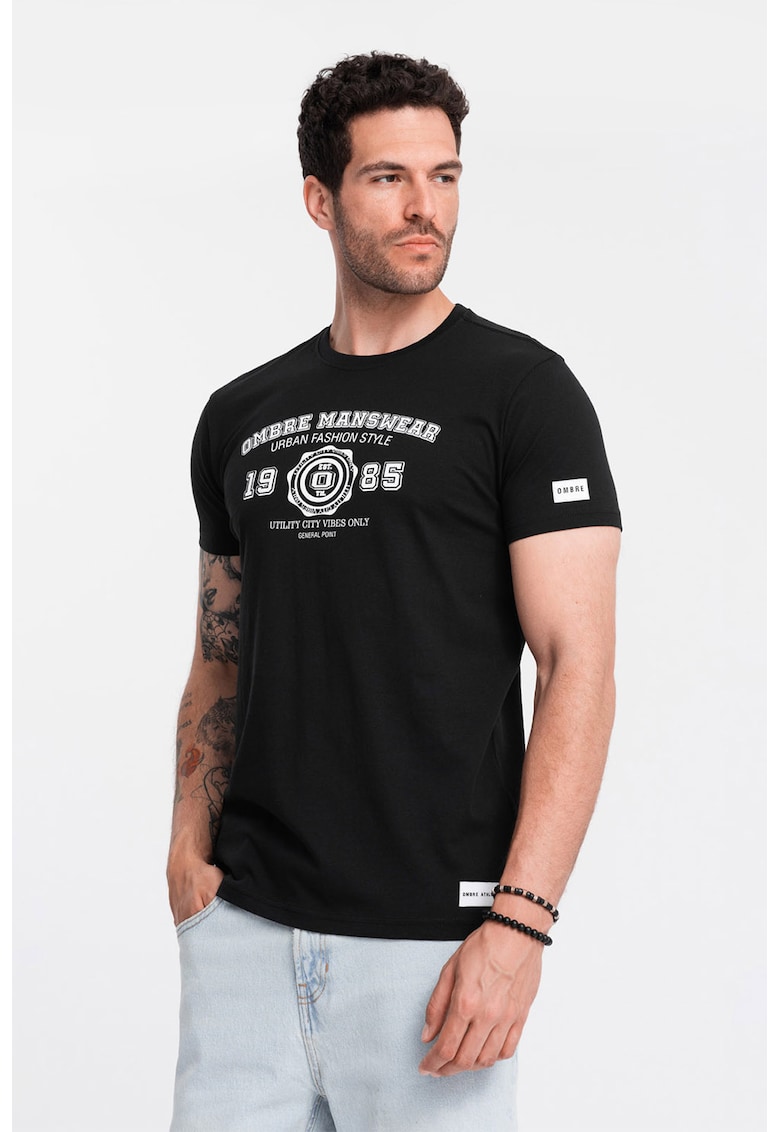 Tricou regular fit din bumbac cu imprimeu text