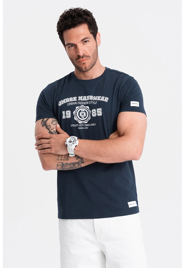 Tricou regular fit din bumbac cu imprimeu text